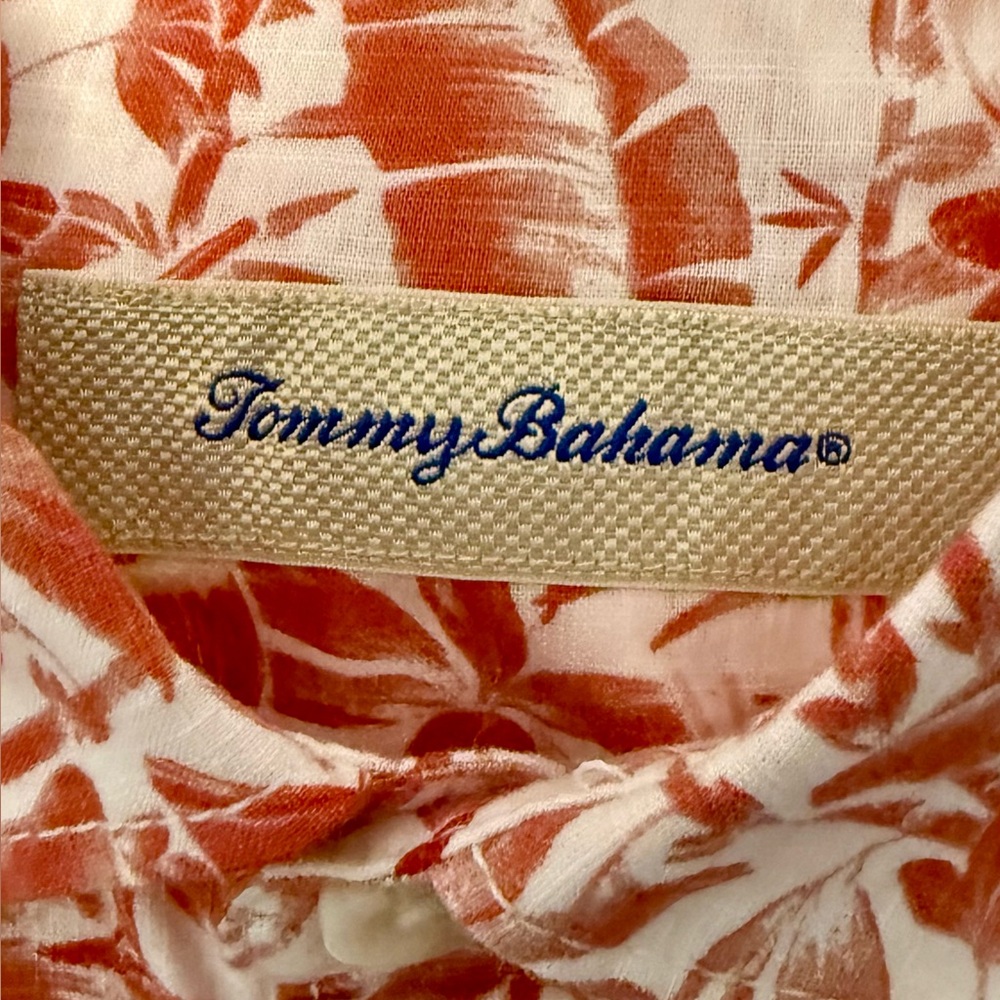 NWT Men’s Tommy‎ Bahama Short Sleeve Hawaiian Cotton Shirt Mango Tango - Picture 4 of 15